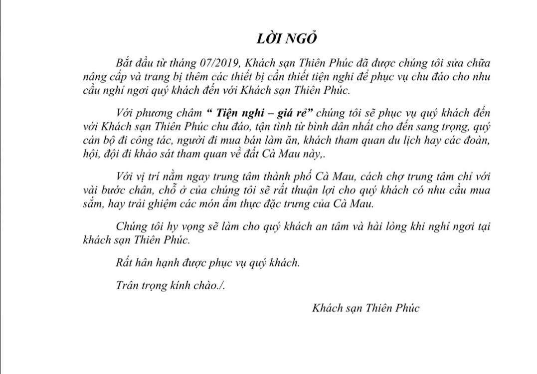 Khach San Thien Phuc Hotell Cà Mau Eksteriør bilde